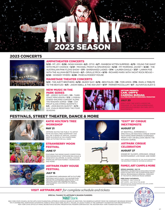 Summer preview The comprehensive guide to Artpark & Company's 2023 season